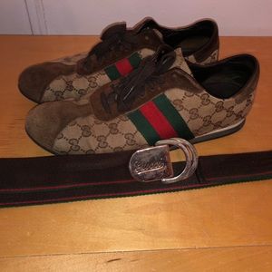 Men’s Gucci sneakers (size 9) belt included!